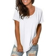 thumbnail image 2 of PATLOLLAV Summer Shirts Womens Casual Solid O-Neck Pullover Blouse Short Sleeve Tops, 2 of 6