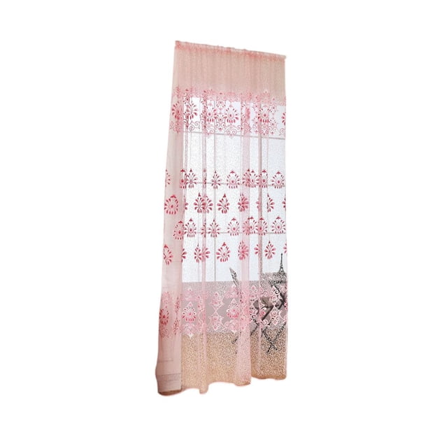 Cortina de tul y gasa con flores clásicas, estilo pizarra, para habitación...