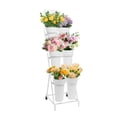 thumbnail image 3 of ToppiJoy 3 Layers Flower Stand with 6 Buckets, Moving Flower Holder Stand for Patio Garden, Living Room, Outdoor Flower Pop-Up Events (White), 3 of 28
