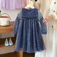 thumbnail image 3 of Fozruso Girls Basic Dresses Toddler Girls Long Sleeve Star Moon Sequin Dress Dance Party Dresses Clothes Sizes 3-4 Years, 3 of 5