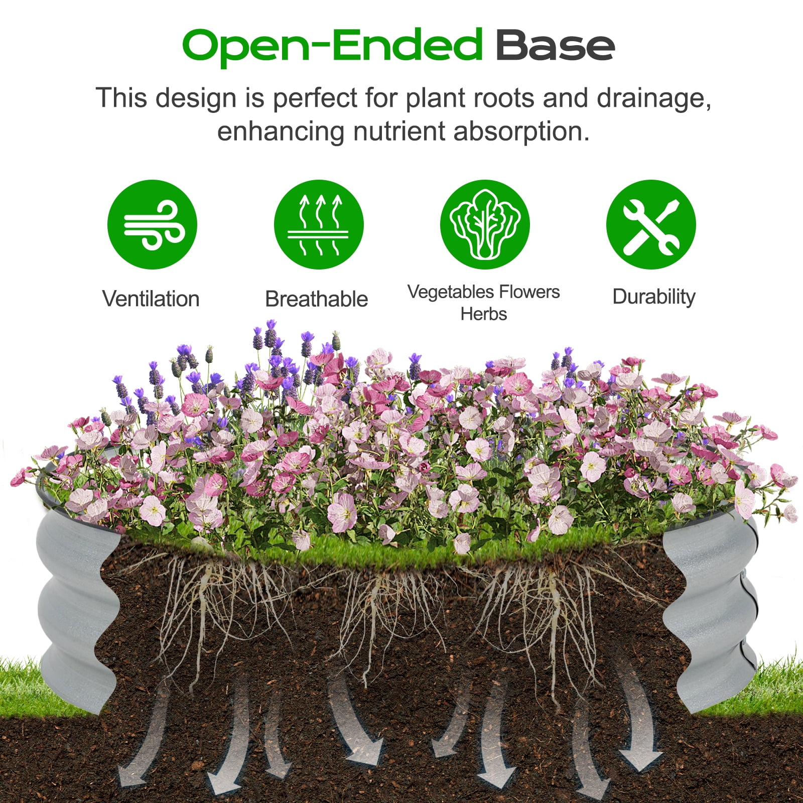 Aoodor 9" Tall 30" Metal Raised Garden Bed Kit, Outdoor Round Planter Box for Vegetables, Flowers, Herbs, Silver