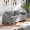 thumbnail image 2 of Mixoy Modern Pull Out Sofa Bed,Velvet Sleeper Loveseat Couch Bed Queen - Light Grey, 2 of 5