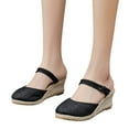 thumbnail image 3 of Sandales Espadrilles à Talon Compensé pour Femmes, Bride à la Cheville à Boucle, Sandales Plateforme Décontractées d'Été, Chaussures pour Femmes à Bout Fermé, Compensées Rétro, 3 of 9