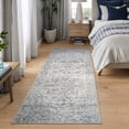 thumbnail image 3 of Bloom Rugs Washable Non-Slip 10 ft Runner - Ivory / Blue / Gray Traditional Oriental Runner for Entryway, Hallway, Bathroom, and Kitchen - Exact size: 2'6" x 10', 3 of 10
