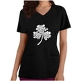 thumbnail image 3 of lcziwo St Patricks Day Scrubs for Women Funny Shamrock Print Tees Shirts Loose Fit Casual V Neck Scrub Tops Summer Vacation Outfits Black S Today Prime Sales, 3 of 5