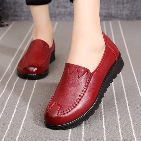 

BCMMKLPP823 Fashion Autumn Women Casual Shoes Flat Soft Sole Comfortable Wear Solid Color Simple Style Red 38