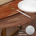 thumbnail image 3 of Farmhouse Burnt Orange Brown Round Tablecloth, Fitted Table Cover with Elastic for 45"-54" Round Tables, Vintage Wooden Striped Table Cloth Outdoor Indoor Dinning Party Waterproof Tablecloths, 3 of 7