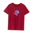 thumbnail image 3 of Camiseta de verano para mujer, camiseta informal con cuello redondo para actividades al aire libre Rojo, 3 of 7