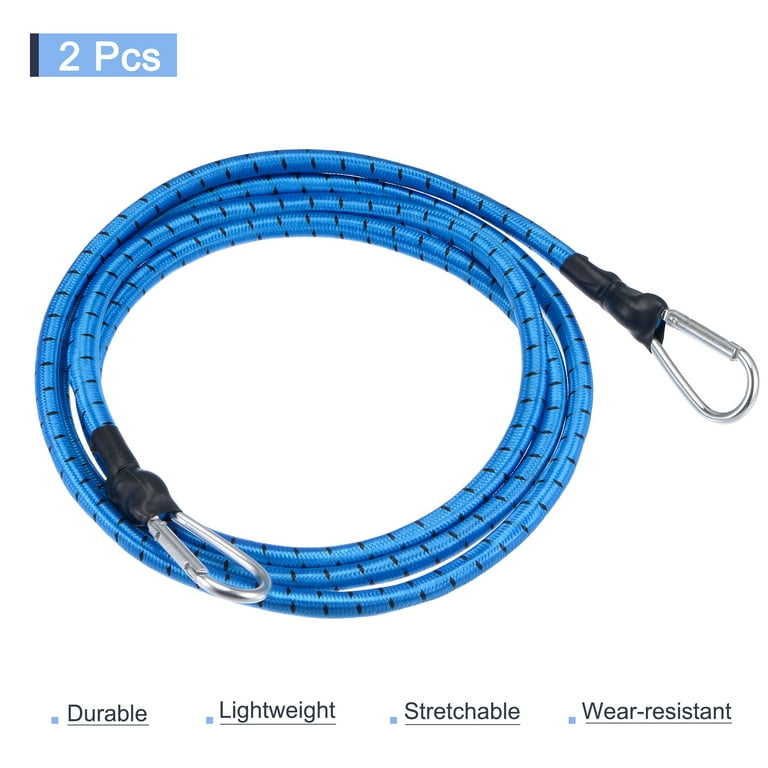Uxcell 6.56ft Tie Down Snap Clips Elastic Rope with Hooks, Blue 2