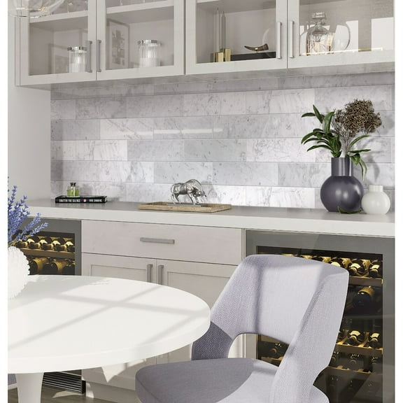 Apollo Tile   Gray and White 4-in. x 12-in. Polished Marble Subway Tile (5 Sq ft/case)