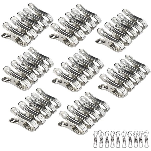 DUOFIRE 40 Pack Stainless Steel Clips Beach Chair Clips Heavy Duty Clothespin Keep Towel Quilt Blanket from Blowing Away 5.5cm (2.2inch)