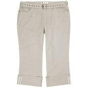 Faded Glory - Women's Plus Belted 5-Pocket Cuff Pant