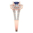 thumbnail image 3 of 2.16 ct Round Cut Simulated Blue Sapphire 3 Stone 18K Rose Gold Womens Engagement Ring, 3 of 5