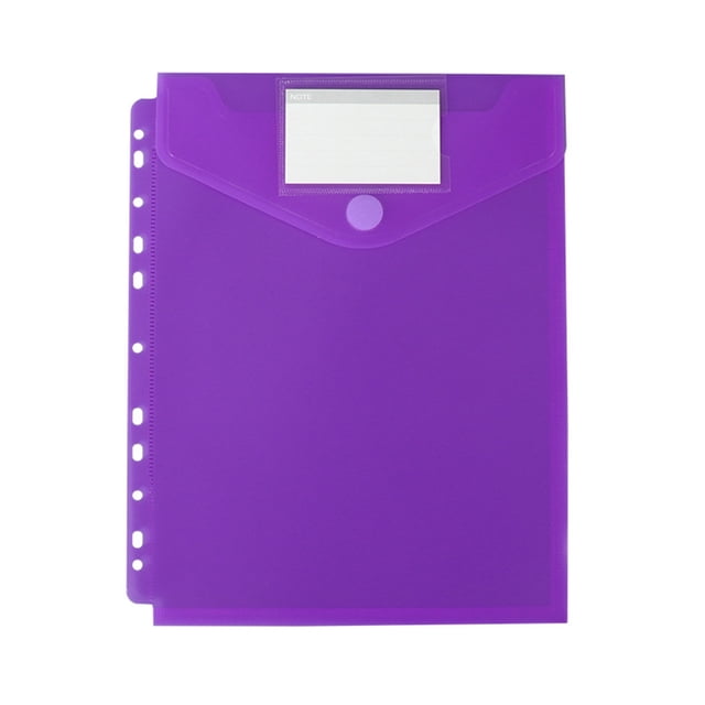 Cosmug Professional Vertical Ring Binder Folders | Plastic with Button Close & Removable Labels | Letter Size | 11 Hole Fit | 8 Color Options, Purple