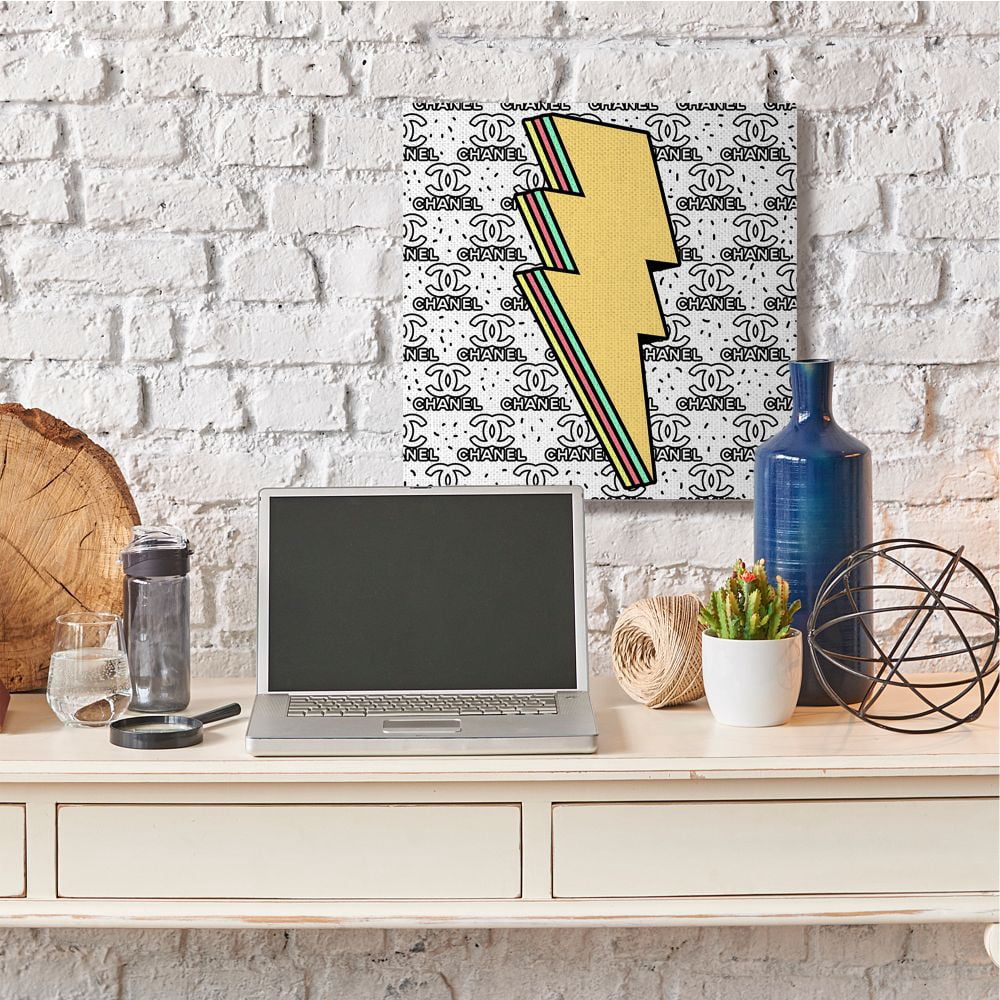 Stupell Industries Fashion Lightning Bolt Symbol over Glam Pattern Designed by Ziwei Li