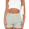 thumbnail image 1 of Fortune Women Cargo Shorts Solid Color High Waist Slim Fitt Shorts with Pockets, 1 of 8