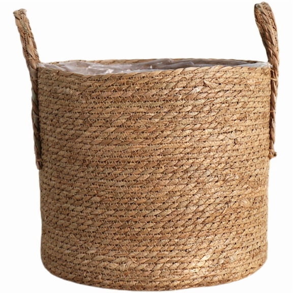 Woven Tree Collar Basket, Natural Seagrass Base Cover for Artificial Trees and Large Potted Plants, Rustic Home Decor Basket for Holiday and Daily Use, Brown