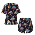 thumbnail image 6 of Wukai Mushroom Doodle Women's Pajama Set,Short-Sleeve Top and Shorts with Elastic Waistband and Pockets for Loungewear, Yoga, and Casual Wear-XX-Large, 6 of 8