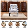 thumbnail image 2 of Bonzy Home Modern Floral Print Accent Chair with Arms and Wooden Legs, Mid‑Century High‑Back Wing Chair with Padded Armrests & Cushioned Seat for Living Room, Blue Yellow Floral, 2 of 6
