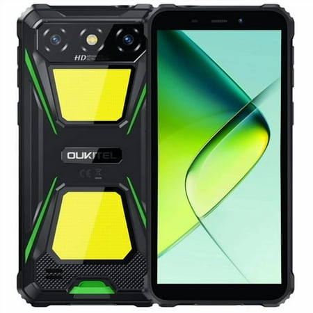 OUKITEL G5 Rugged Smartphone Unlocked 16GB+256GB/1TB TF Android 14 Rugged Cellphones, 6300mAh Battery,6”HD Display IP68/IP69K,13MP+5MP Waterproof Phones,Dual Sim/NFC/Dual Camping Light/2025 Green