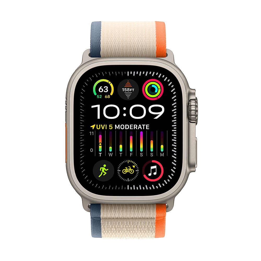 Restored Apple Watch Ultra 2 - GPS + Cellular - 49mm Titanium Case with Orange/Beige Trail loop Band M/L (Refurbished)
