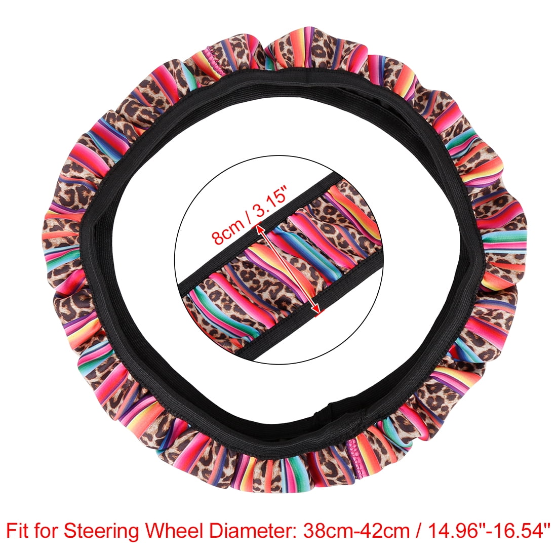 Unique Bargains Car Steering Wheel Cover Protector Non-Slip Leopard Pattern
