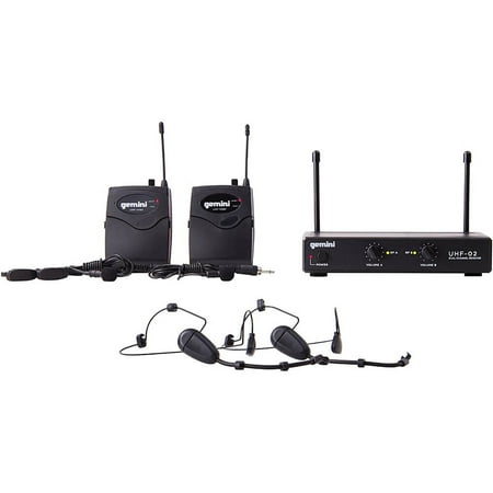 UPC: 0747705003034 | Gemini UHF02HLS12 517.6 MHz + 521.5 MHz 2 Channel Wireless Headset – Black