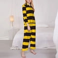 thumbnail image 3 of Balery Bee Stripe Conjunto de Pijama con Estampado para Mujer, Conjunto de Dos Piezas con Manga Larga, Ropa de Dormir Suave con Bolsillos, Pijamas Cómodos-XX-Large, 3 of 7