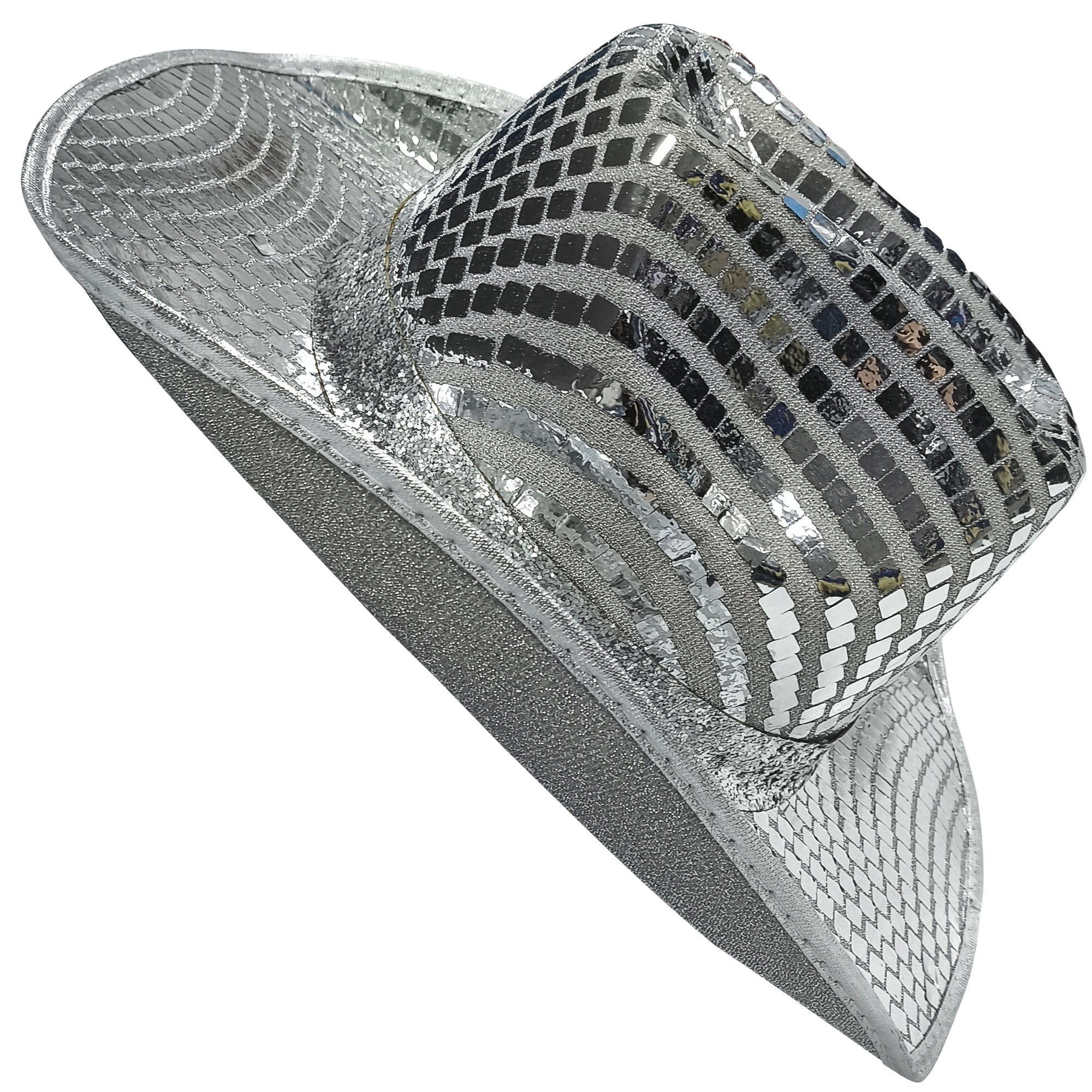 Disco Cowboy Hat Costume Accessory for Adults, Silver, Halloween by Way To Celebrate