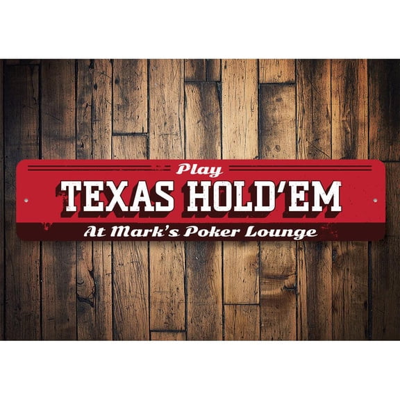 Texas Hold Em Novelty Sign, Metal Wall Decor - 4x18 inches
