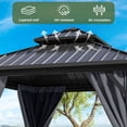 thumbnail image 5 of Uforic 10x10ft Double Roof Hardtop Gazebo, Outdoor Heavy Duty Galvanized Iron Aluminum Frame Garden Gazebo W/ Netting and Gray Curtains,for Garden, Patio, Lawns,Black, 5 of 8