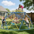 thumbnail image 2 of 10FT Climbing Dome with Swing Set, Kids Dome Climber Jungle Gym Outdoor Play Toddler Play Set for Ages 3-10, Supports up to 880lbs,Yellow, 2 of 7