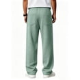 thumbnail image 4 of GrmtClth Mens Decor Label Waffle Knit Loungewear, Oversized Comfort Wide Leg Trousers, Elastic Drawstring Loose Casual Pants, Breathable Street Wear Mint Green L, 4 of 4