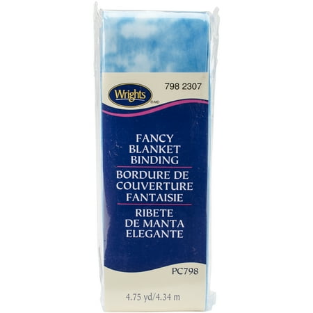 UPC: 0070659895326 | Single Fold Satin Fancy Blanket Binding 2 X 4 – 3/4yd – Tie – Dye Blue
