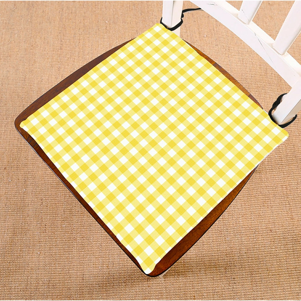 ABPHQTO A Pastel Yellow Gingham Chair Pad Seat Cushion Chair Cushion