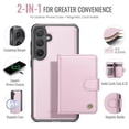 thumbnail image 2 of JEEHOOD Case For Samsung Galaxy S23 FE 5G, RFID Blocking Compatible With MagSafe Detachable 2 In 1 Wallet With Snap fastening Card Holder,PU Leather Case,Kickstand Magnetic Protective Cover,Pink, 2 of 8