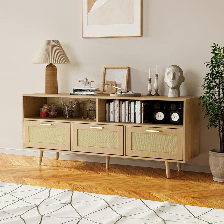 Cozy Castle Boho Rattan TV Stand, 61