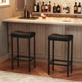 thumbnail image 3 of HOOBRO Bar Stools, Set of 2 Bar Chairs, Counter Height Stools, Saddle Barstools with Curved Surface, 24.8 Inches, 2.4" Thick Upholstery, for Kitchen, Dining Room, Cafe Black BB10BY01, 3 of 9