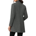 thumbnail image 3 of Abrigo de mujer Inspire Chic de longitud media, con cuello alto, de un solo botón, abrigo de invierno, gris claro, talla XL, 3 of 6