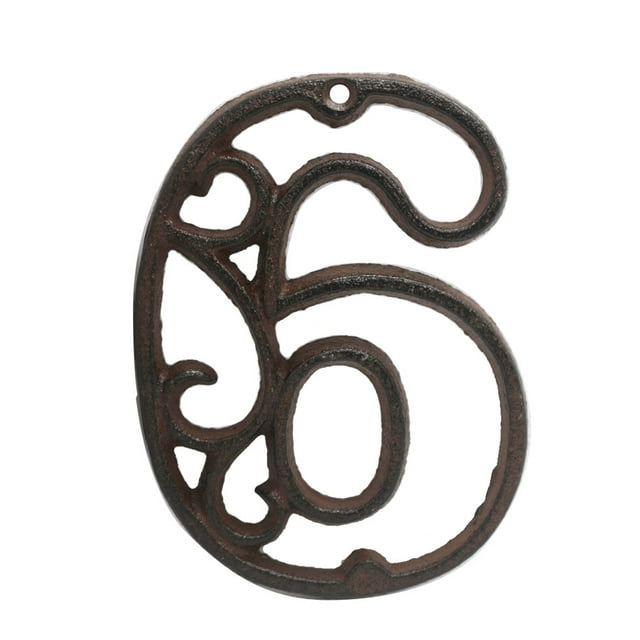 Decorative Vintage Cast Iron Metal House Numbers 4.3-Inch Rustic Hollowed Arabic Numbers 0 to 9 Cast Metal Address Number Home Garden Yard Mailbox Hanging Wall Sign Letters Decor(6)