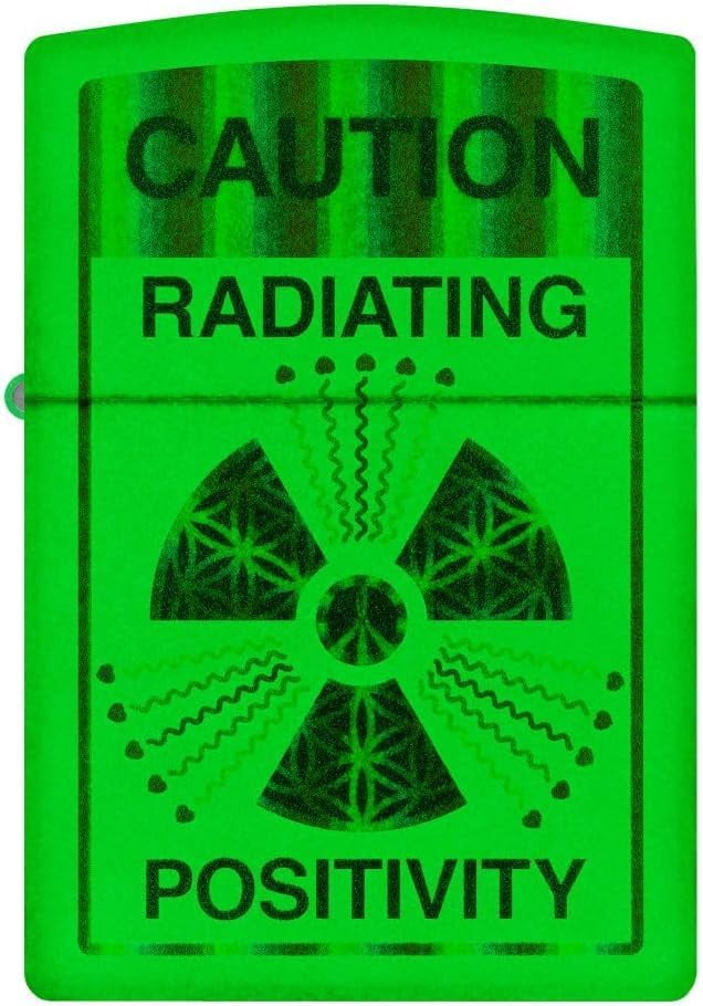 Zippo - Customized Message on Glowing Positivity Glow in The Dark Pocket 46243
