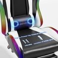 thumbnail image 3 of Mr IRONSTONE Gaming Chair for Adults, 7 Point Massage Computer Chair with Bluetooth Speakers RGB, Heavy Duty 400lbs Ergonomic PC Chair with 3D Armrests Footrest, Black/White, 3 of 9