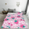 thumbnail image 5 of Cute Strawberry Cherry Flower Blanket Throw Blanket Soft Fuzzy Travel Blanket for Bedroom Living Room Couch Office Car All Season Gift for Girls Boys Women Men 60"x50", 5 of 6