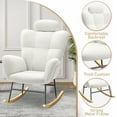 thumbnail image 4 of UHOMEPRO Modern Teddy Fabric Rocking Chair, Accent Rocker Chair with High Backrest, Accent Glider Rocker for Living Room Bedroom Playroom, White, 4 of 8