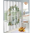 thumbnail image 4 of Fall Shower Curtain Leaf Pumpkin Wreath Bathroom Curtains with Hooks, Waterproof Fabric Green Stripe Thanksgiving Bath Shower Curtains Set for Bathroom Bathtubs Decor 72x72 Inch, 4 of 7