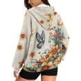 thumbnail image 2 of Renewold Bohemian Flower Butterfly Yellow Womens Oversized Hooded Sweatshirts Full Zip Jackets Hoodie Pullover Fleece Sweaters Long Sleeve Sweatshirt Cardigan Trendy Winter Fall Clothing, M, 2 of 7