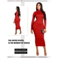 thumbnail image 5 of Xuanfei Women Solid Color High Neck Long Sleeve Butt Lift Bodycon Dress, 5 of 5