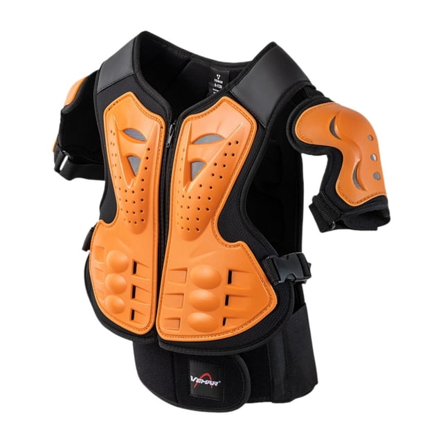 Traje de motocicleta para niños, chaleco de protección corporal, accesorios transpirables, equipo de conducción fácil de usar para motocross y Naranja