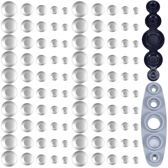Evjurcn 100 Pcs Cover Button Kit 5 Different Size Cover Buttons with 5 in 1 Button Tool Aluminum Alloy Button Craft Kit DIY Covered Buttons for Clothes Hats Sweaters Backpacks DIY Crafts