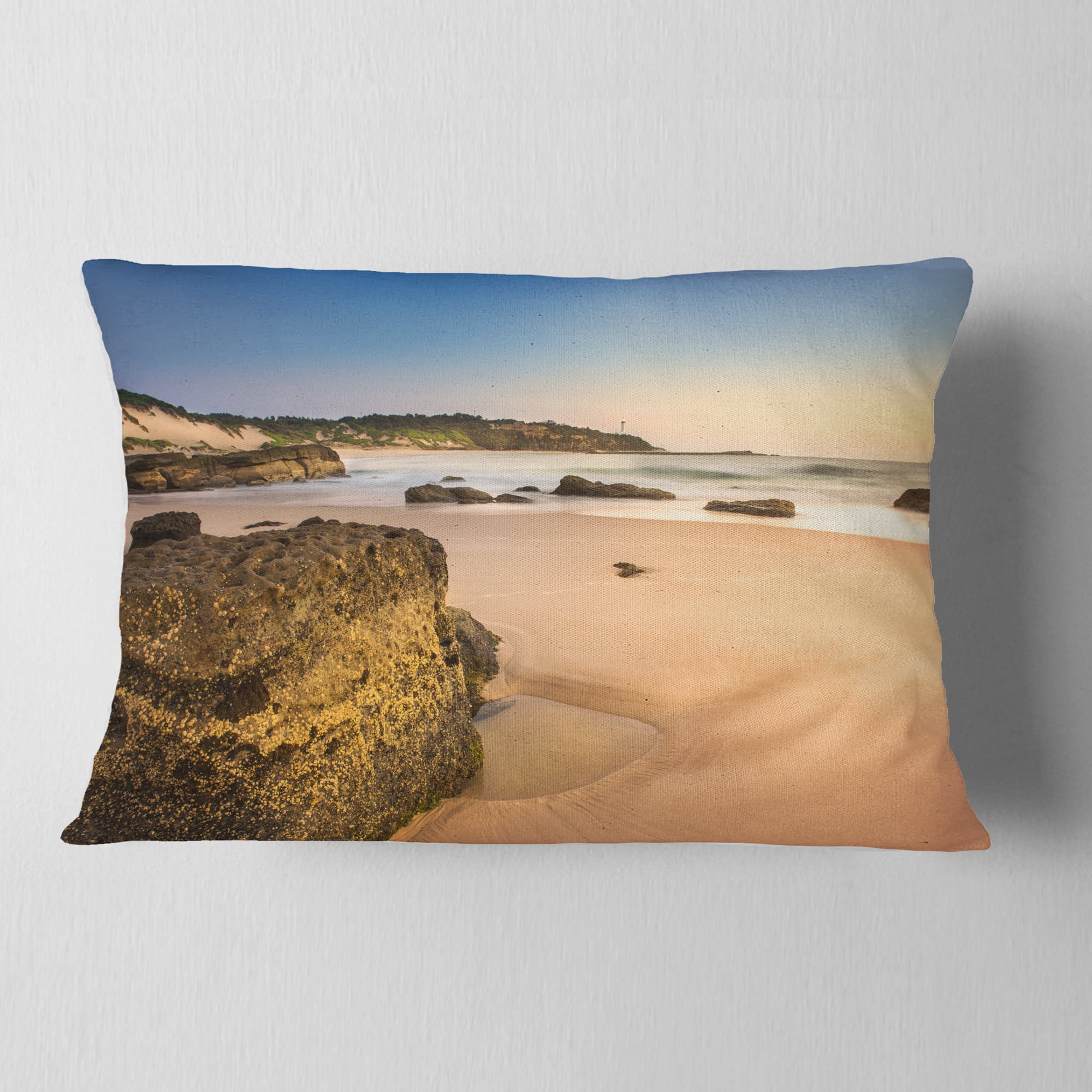 Designart 12" x 20" Blue Polyester Throw Pillow